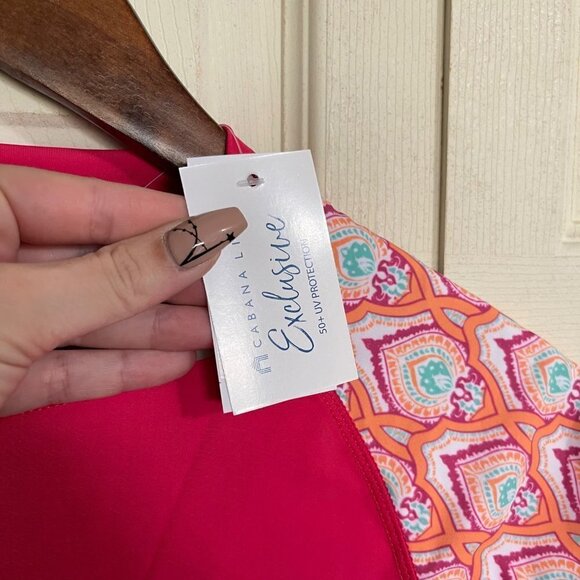 Cabana Life Kids Girls Pink Printed Rash Guard Bikini Bottoms Set UPF 50+ Sz 14 - Picture 8 of 12